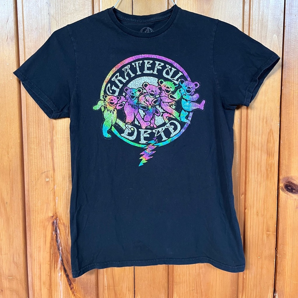Grateful Dead Small Black Band
Shirt - Grateful Dead Dancing Bears Cracked Paint